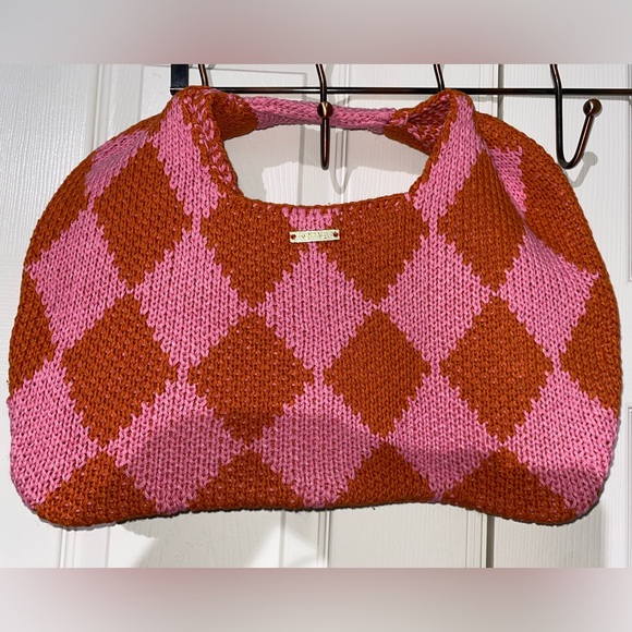 Kopari Handbags - Pink & Orange Argyle Kopari Handbag Purse